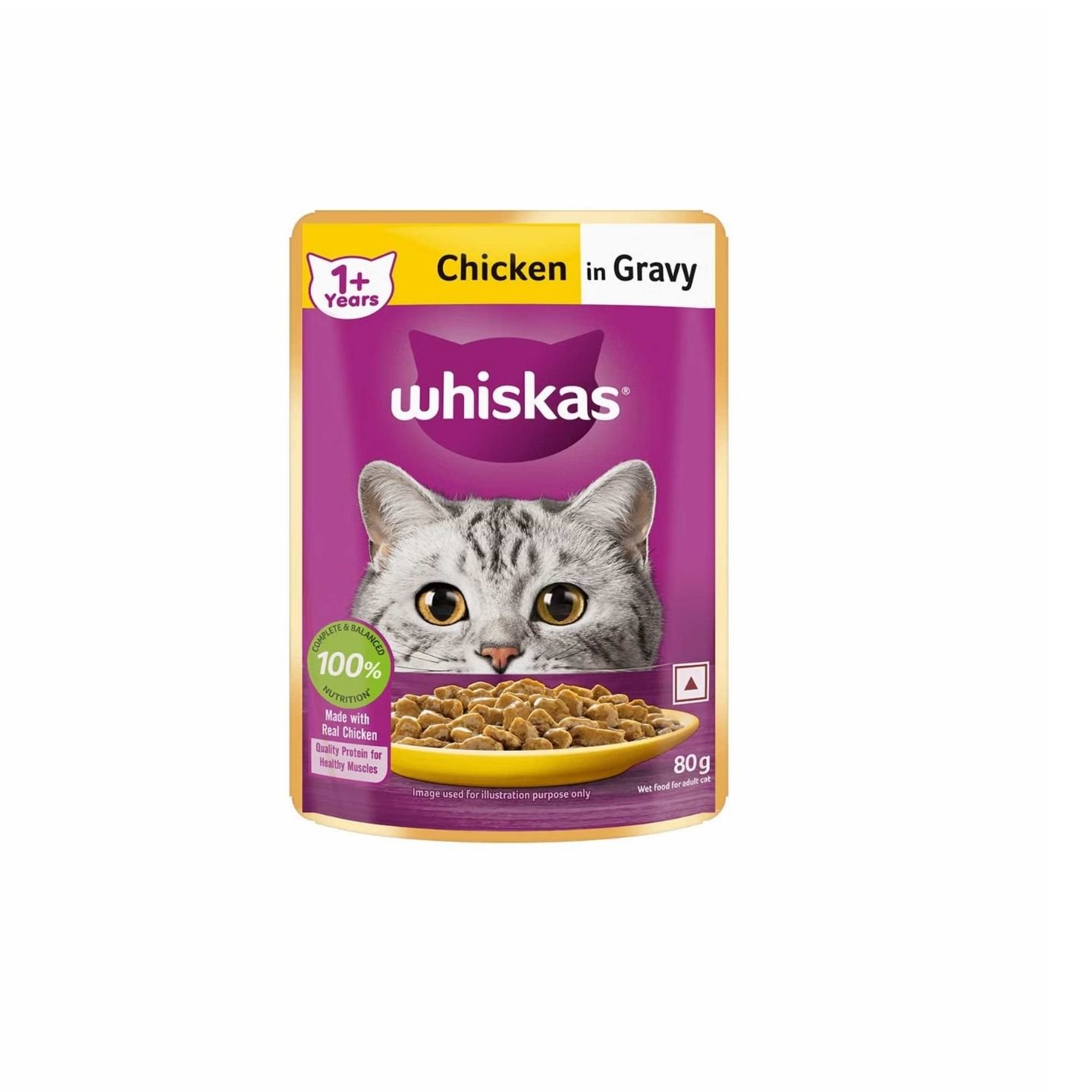 WHISKAS Pouches Cat Food – Chicken in Gravy for Adult