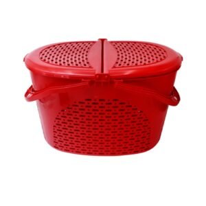 Cat Carrier Basket – Large Red Plastic Carry Basket with Lid & Handle