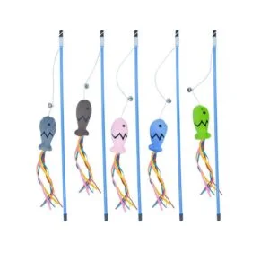 Funny Cat Toy Stick Colored Mint Fish Type Pet Interactive Playing Toy for Cats