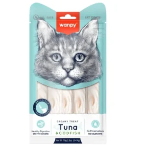 Wanpy Creamy Cat Treat Tuna & Cod Fish 70gm (5×14gm)