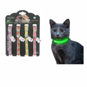 Radium Glow Cat Collar with Cute Hello Kitty-style Bell – Adjustable Pet Belt – 4 Colors
