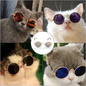 Trendy Round Sunglasses for Cats & Small Pets – Stylish Pet Eye Protection Glasses