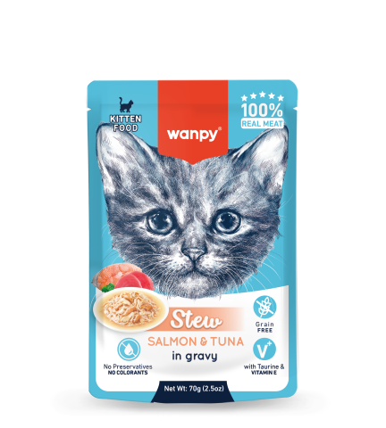 Wanpy Stew in Gravy Pouch Kitten Salmon & Tuna 70gm