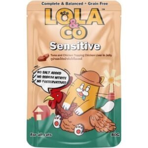 Lola & Co SENSITIVE Pouch Tuna & Chicken Topping Chicken Liver in Jelly for All Cats 80gm