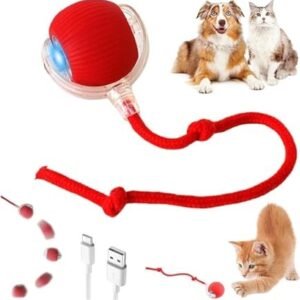 USB Rechargeable Cat Toy Ball with Rope – Interactive Pet Toy for Cats & Dogs