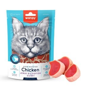 Wanpy Chicken Jerky & Codfish Sushi Cat Treats 80g – Soft Premium Cat Snack