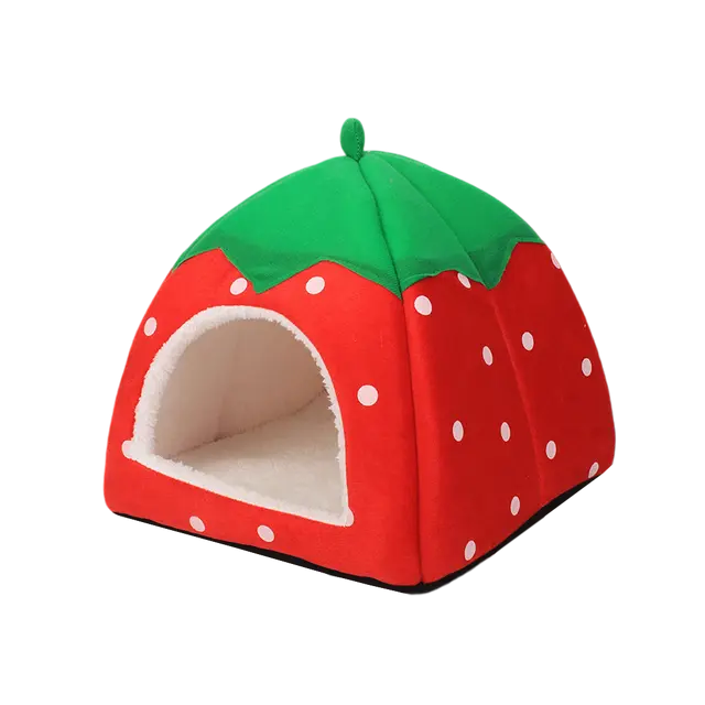 Warm Cotton Foldable Strawberry Cat House