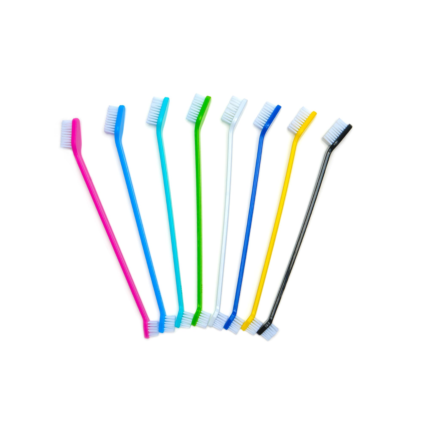 dual-ended pet toothbrushes designed for cleaning the teeth of dogs and cats.