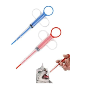 Pet pill dispenser and medicine syringe designed for feeding tablets