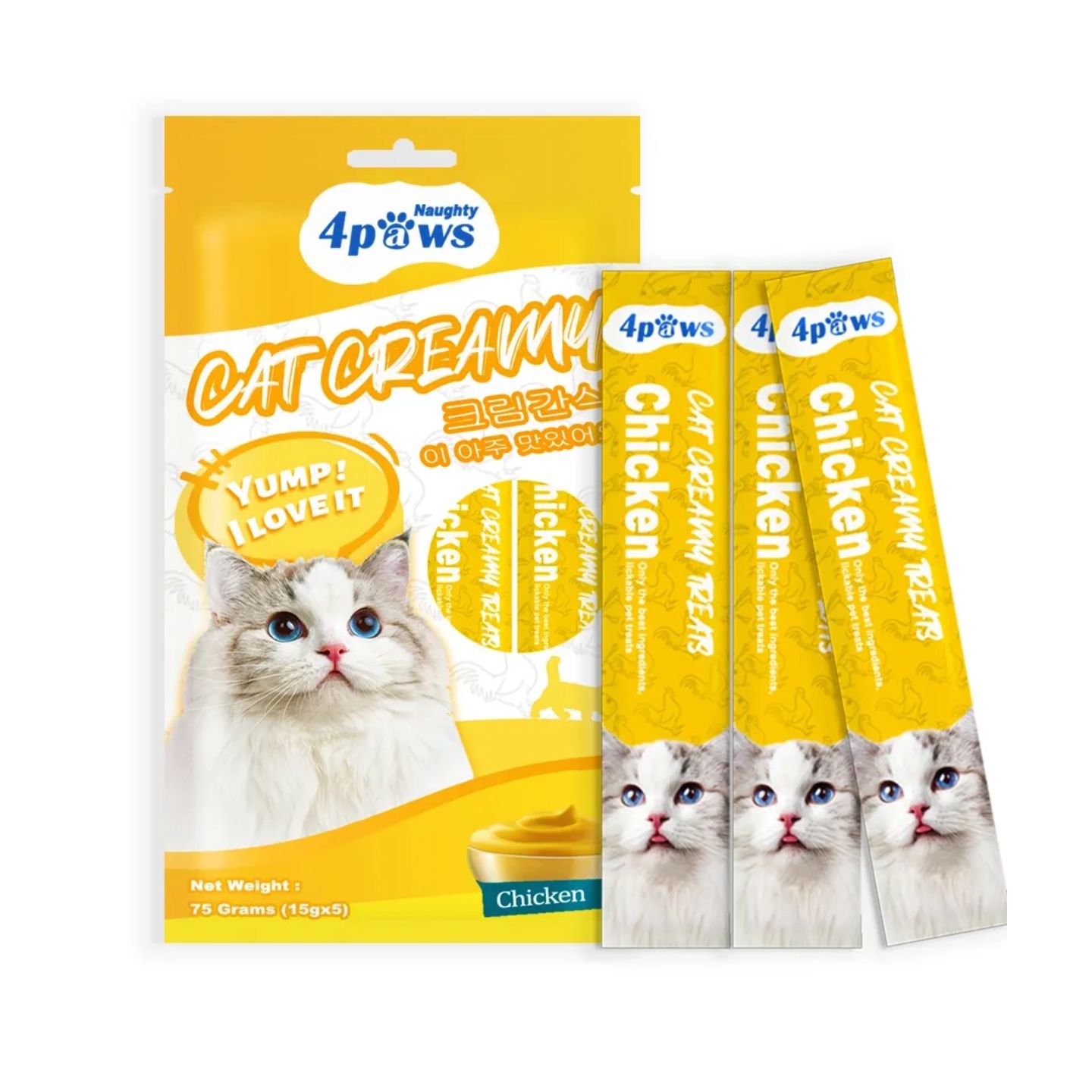 Naughty 4Paws Cat Creamy Treat Chicken (5×15g)