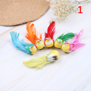 1Pc mini artificial foam feather bird cat toy