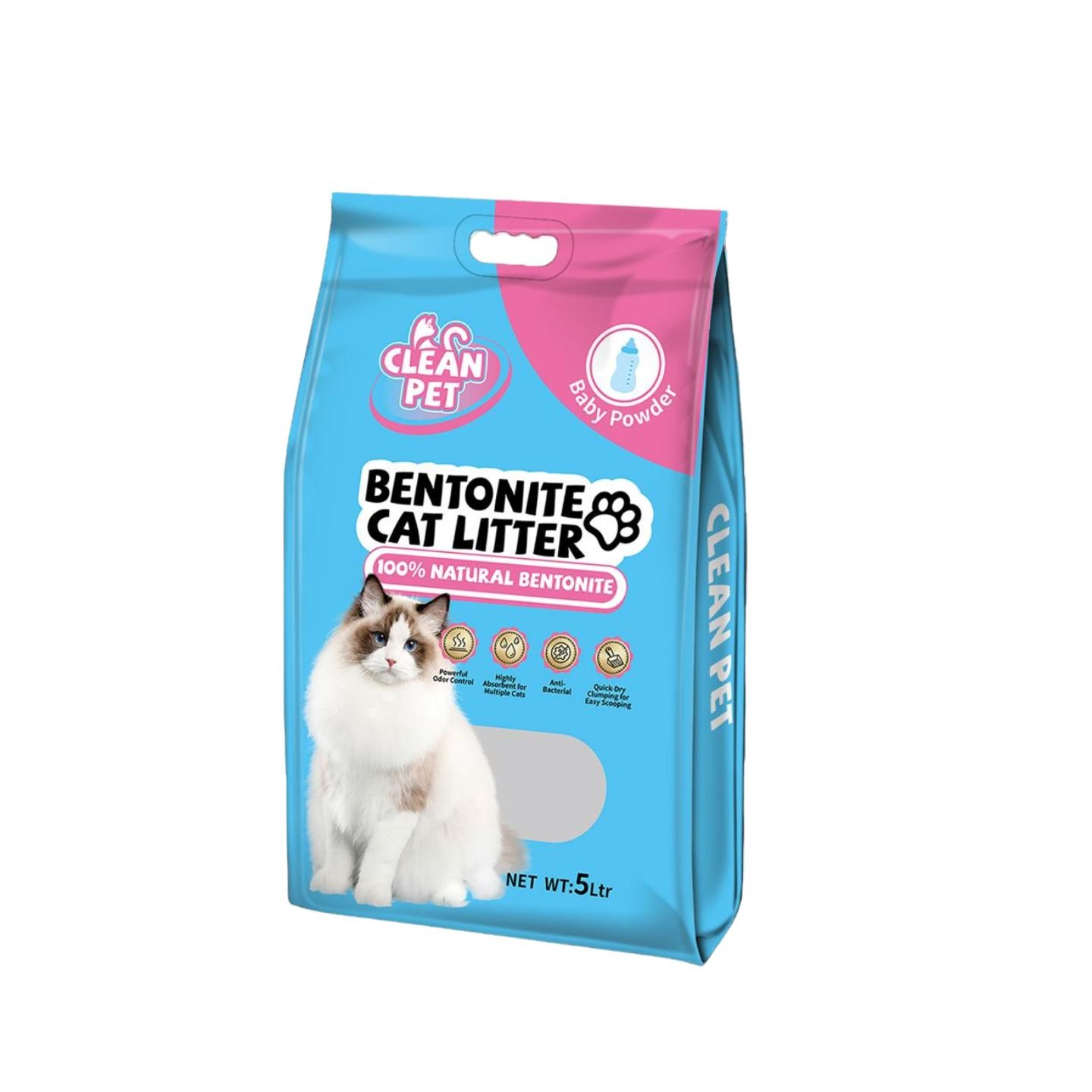 Clean Pet Bentonite Cat Litter Baby Powder 5L