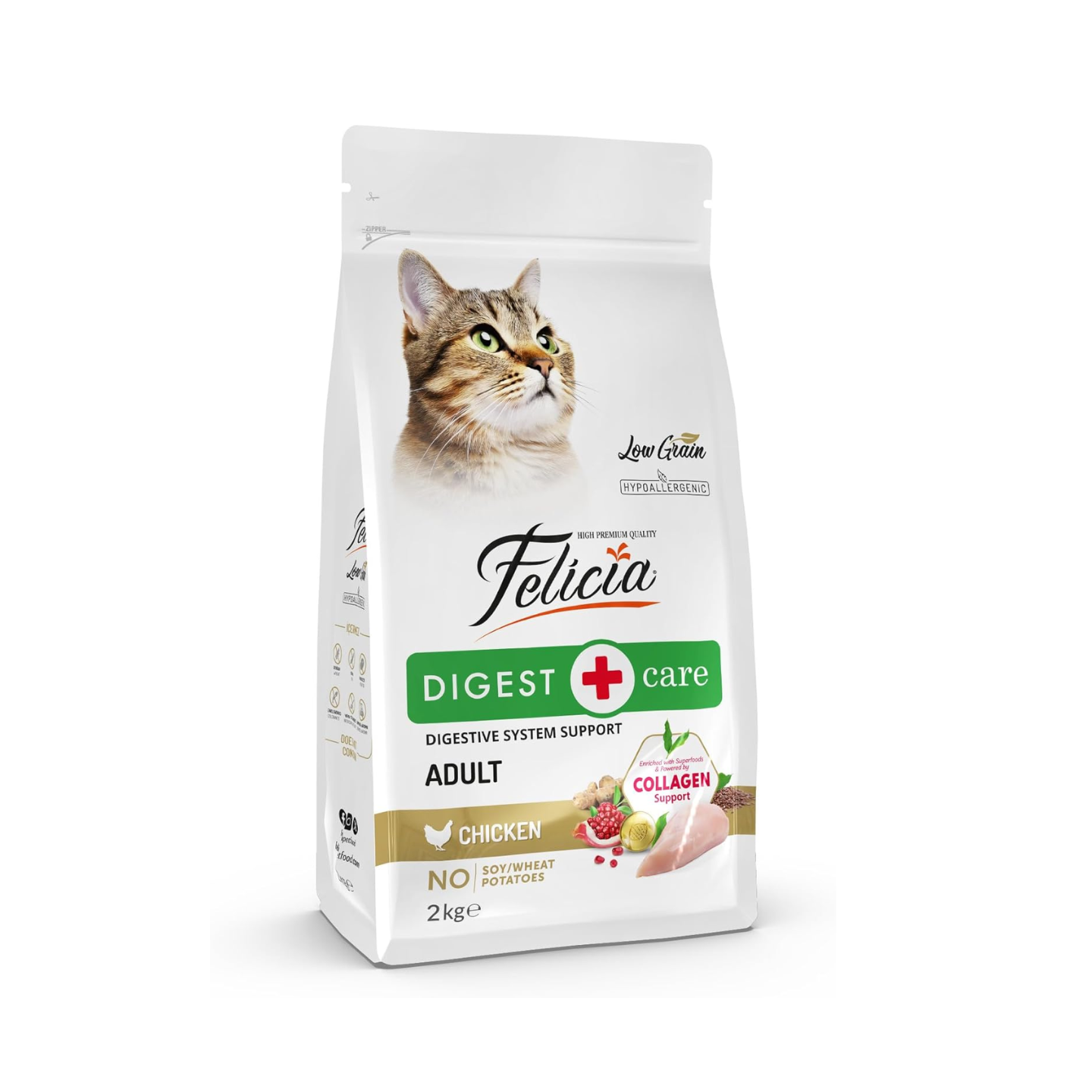 Felicia Low Grain Digest Care Adult Chicken dry cat food 2kg