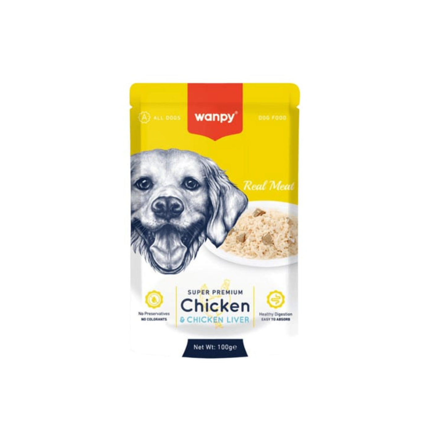 Wanpy Super Premium Chicken and Chicken Liver Wet Dog Food Pouch - 100g