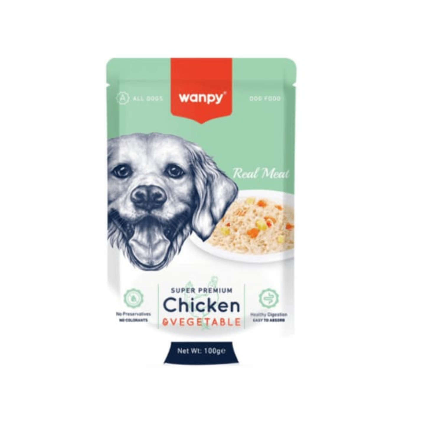 Wanpy Super Premium Chicken and Vegetable Wet Dog Food Pouch - 100g
