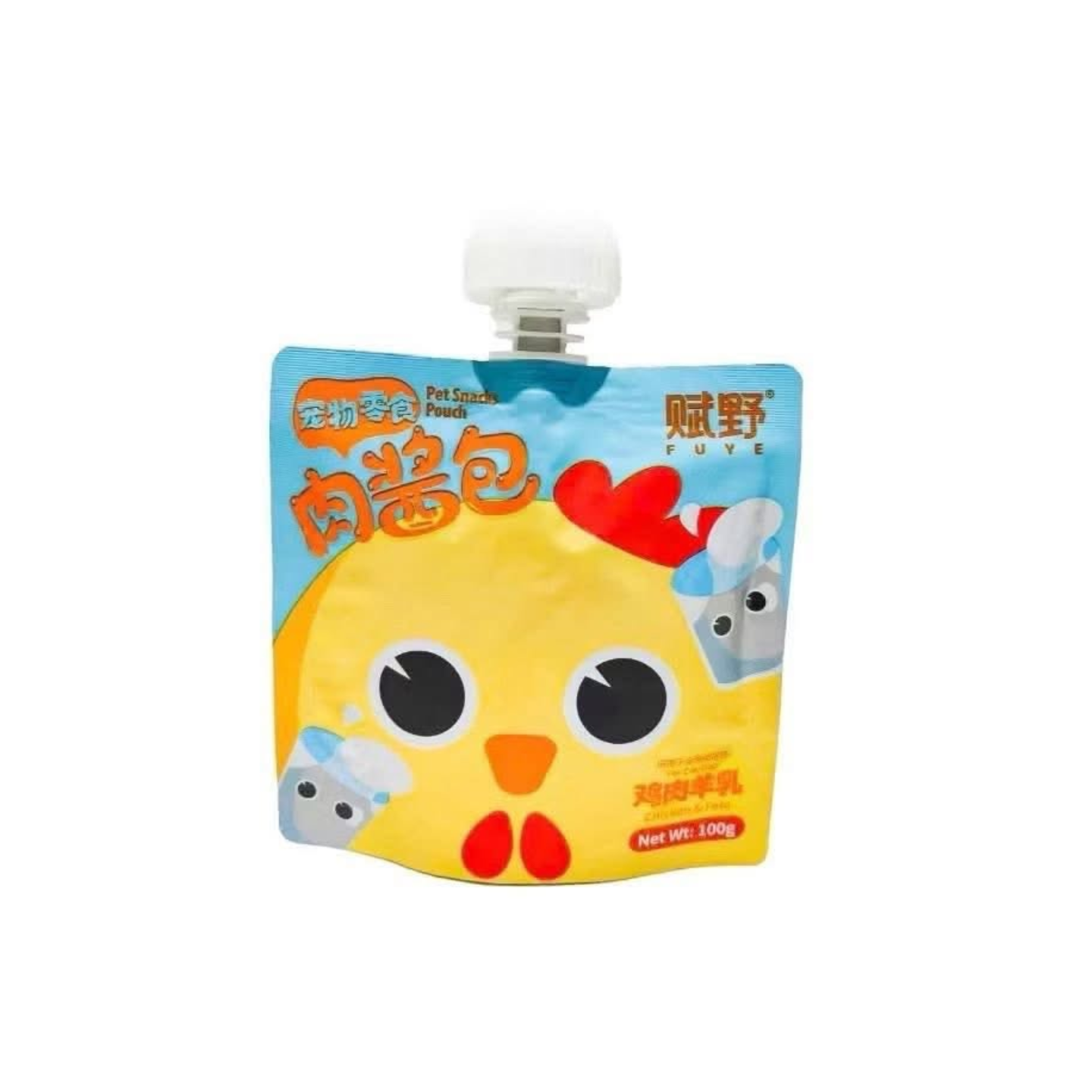 FUYE Chicken & Goat Milk Wet Pet Food Puree 100g - Immune Boosting & Nutritional Replenishment Paste for Cats & Dogs